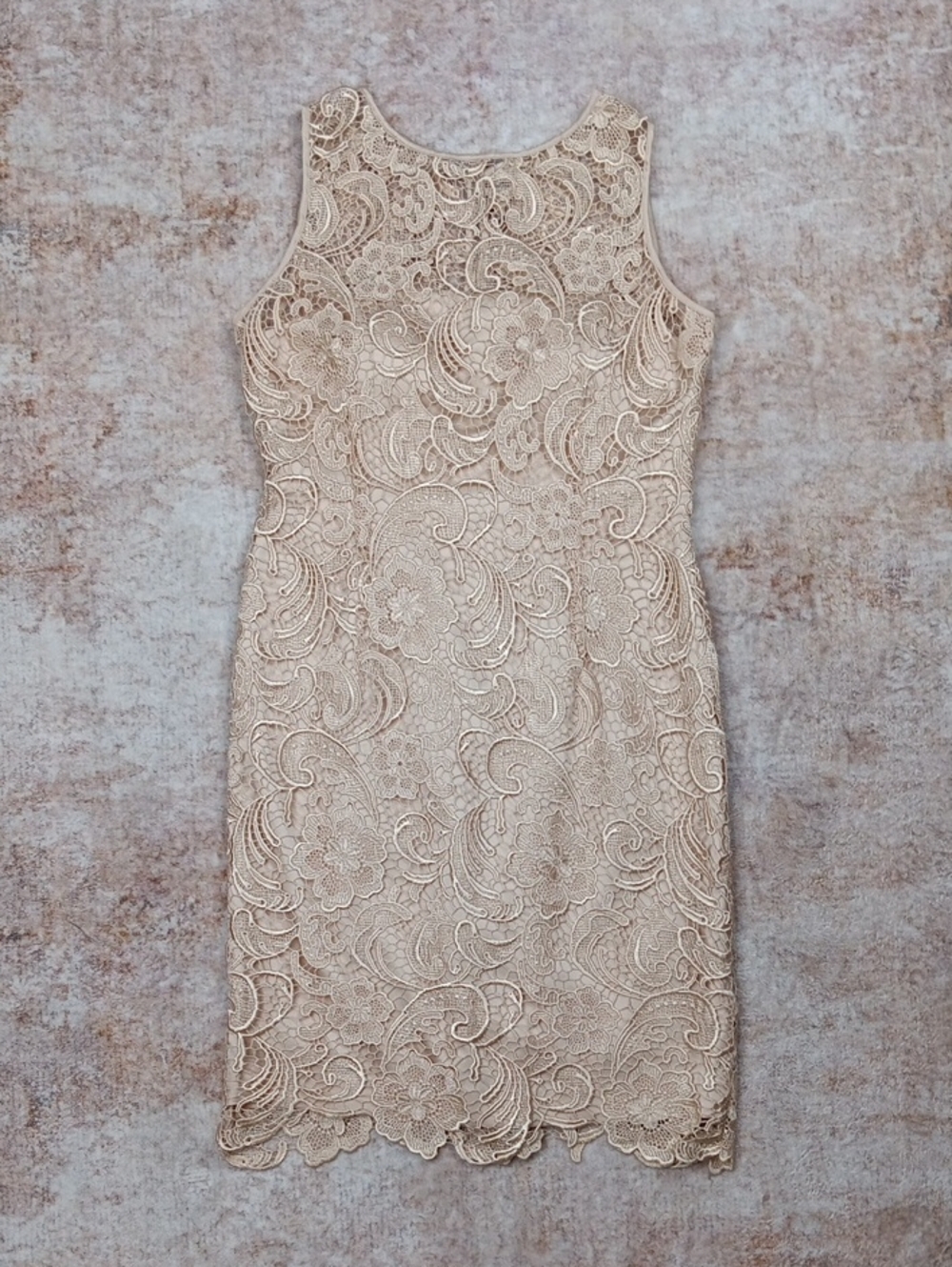 Adrianna Papell Cream Floral Lace Dress Womens Size 6